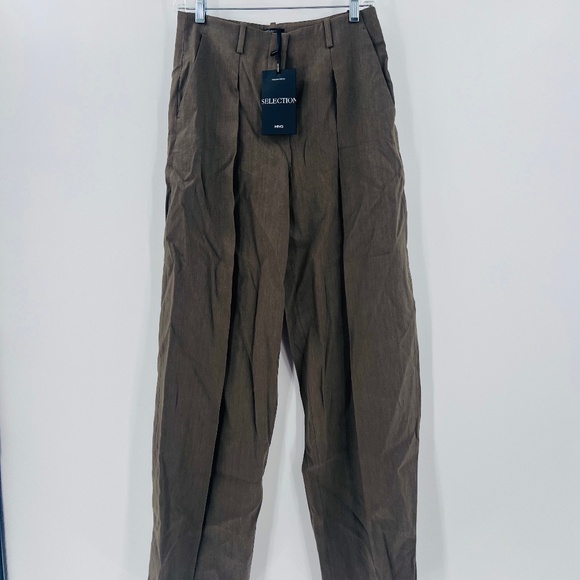 MANGO SELECTION SEAMLESS  SUIT PANTS KHAKI NEW USA 2 - Picture 2 of 12